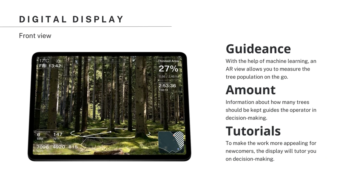 AR-Camera view lets the user measure the tree population.
