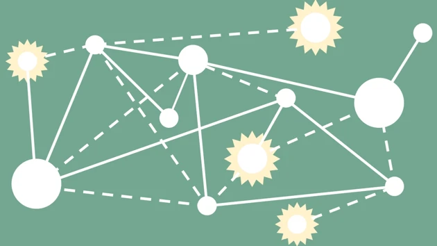 Points connected through lines.