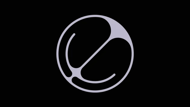 abstrakt logotyp i cirkel på svart botten