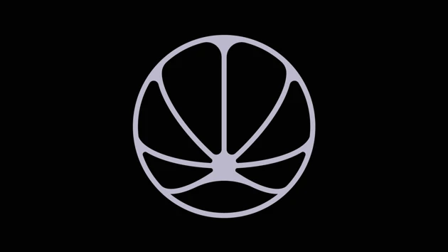 abstrakt logotyp i cirkel på svart botten