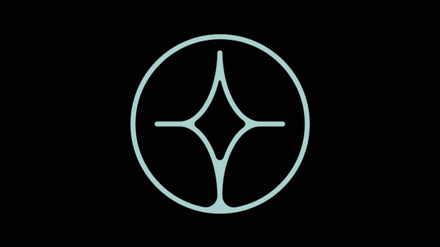 abstrakt logotyp i cirkel på svart botten