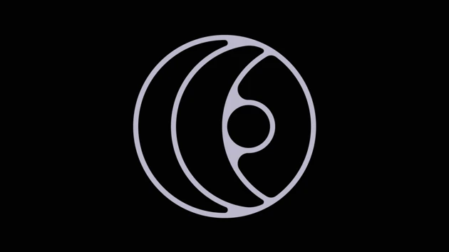 abstrakt logotyp i cirkel på svart botten