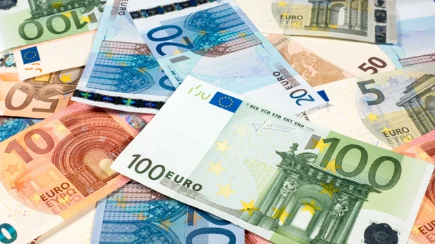 A pile of Euro bills. 