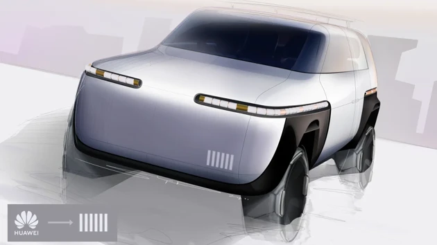 Final F45: Shows the final design on a front 45 view, the volume of the wheel arch as well as the smart material that can interact with the passers-by are shown more clearly.