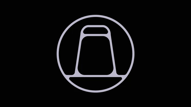 abstrakt logotyp i cirkel på svart botten