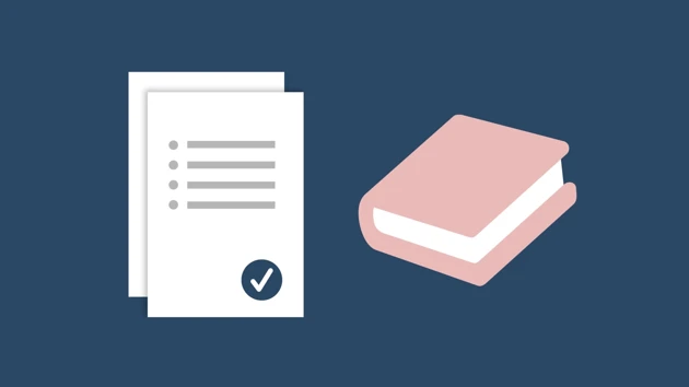 Icon with document and book