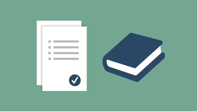 Illustration of a document and a book