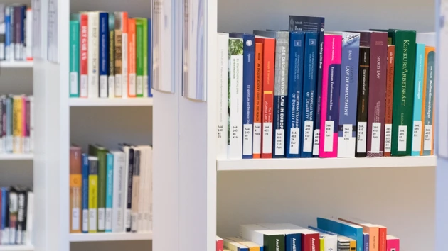 Books on a bookshelf.