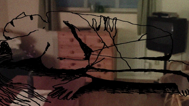 Teckning på rumsinteriör