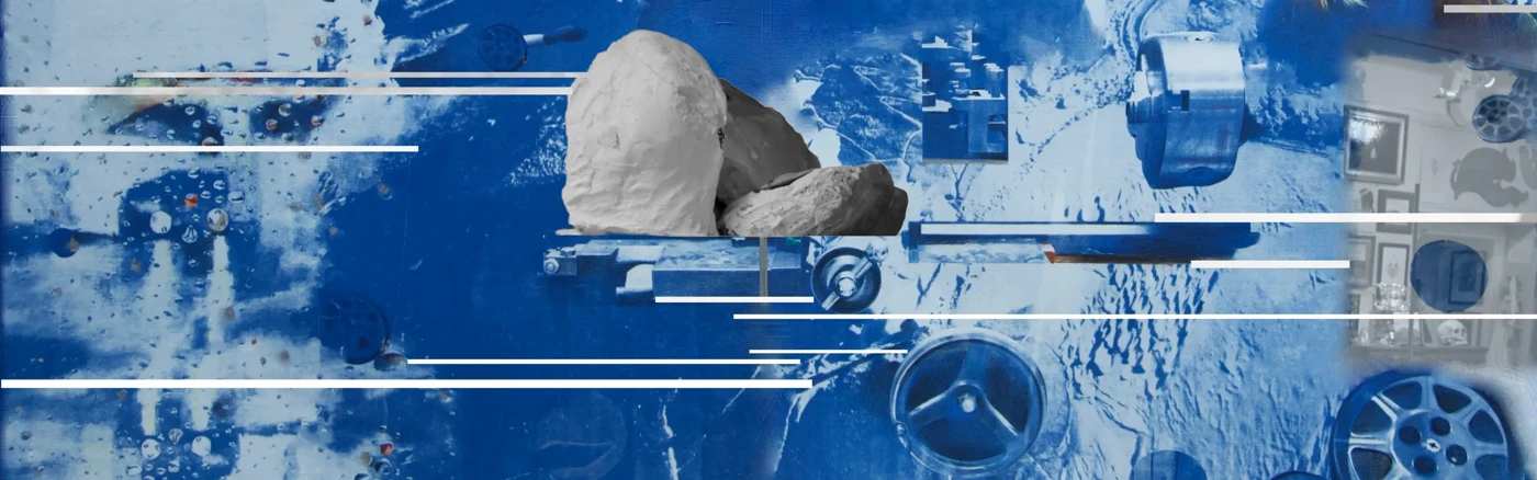 Kollagebild i blått