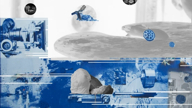 Kollagebild i blått