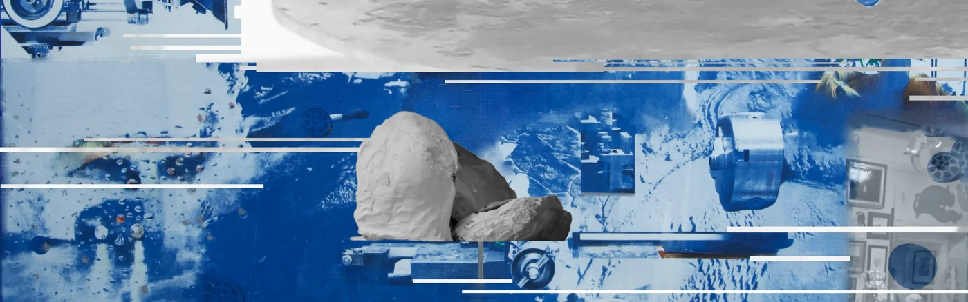 Kollagebild i blått