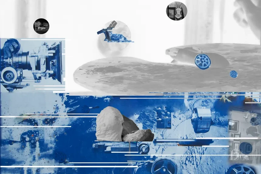  Kollagebild i blått