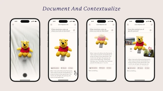 Document sentimental items with stories, photos, voice, or drawings.