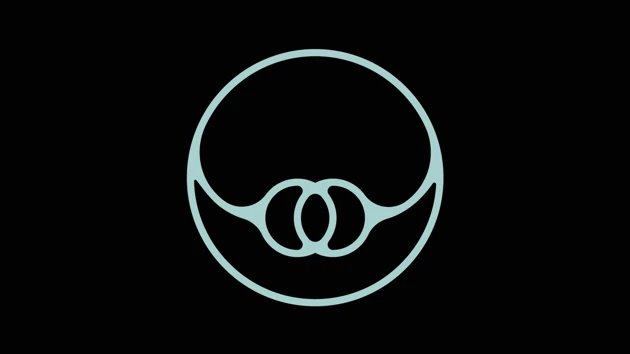 abstrakt logotyp i cirkel på svart botten