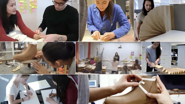 Collage photo of Kim Onchoi Stenmark in various design situations at UID