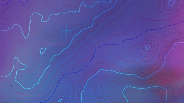 lilablå illustration med höjdkurvor i olika färger