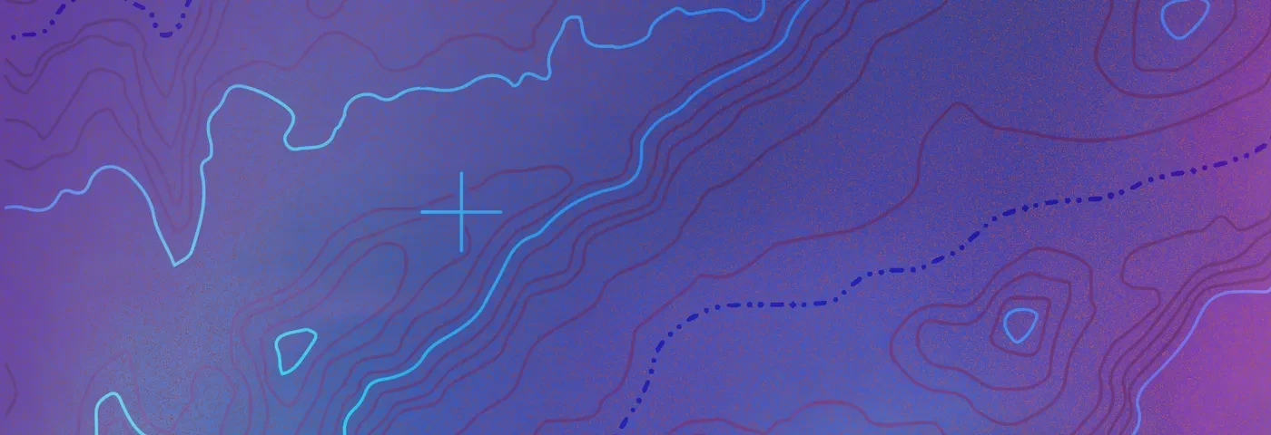 lilablå illustration med höjdkurvor i olika färger