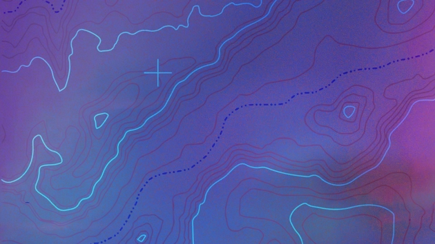 lilablå illustration med höjdkurvor i olika färger