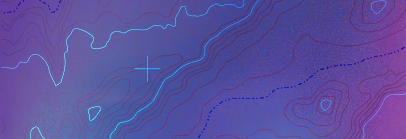 lilablå illustration med höjdkurvor i olika färger