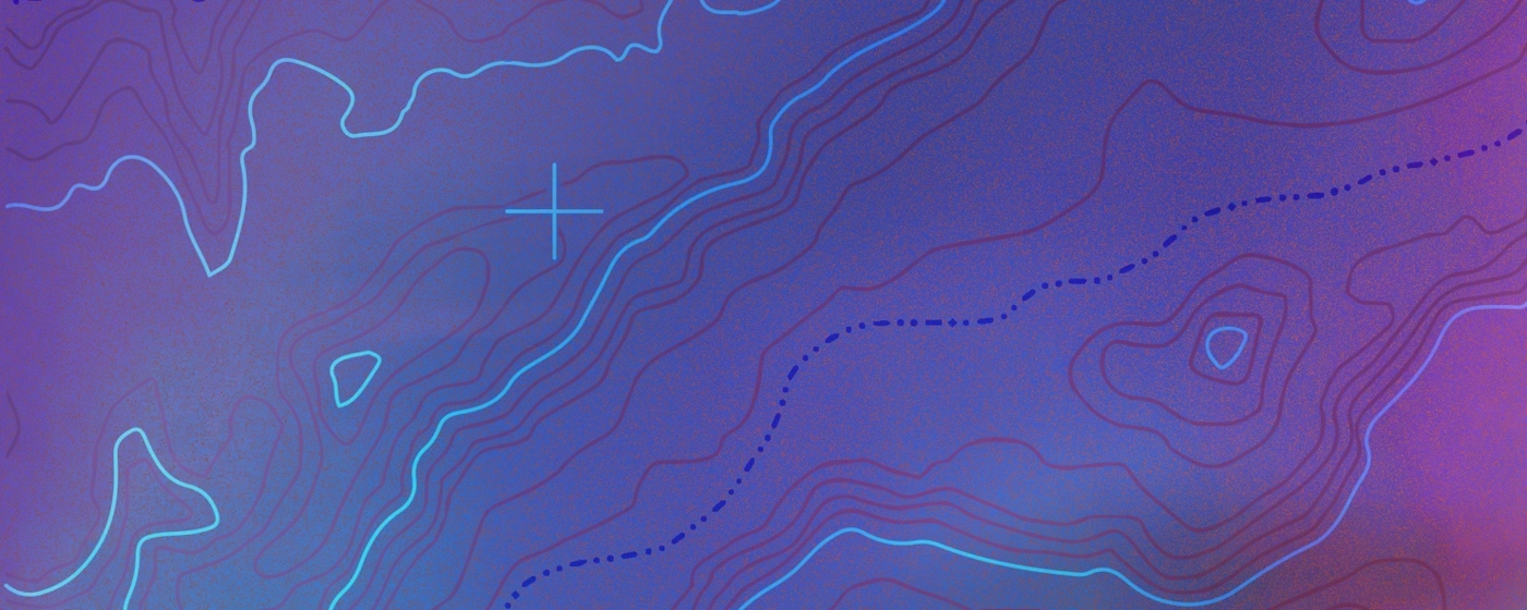 lilablå illustration med höjdkurvor i olika färger