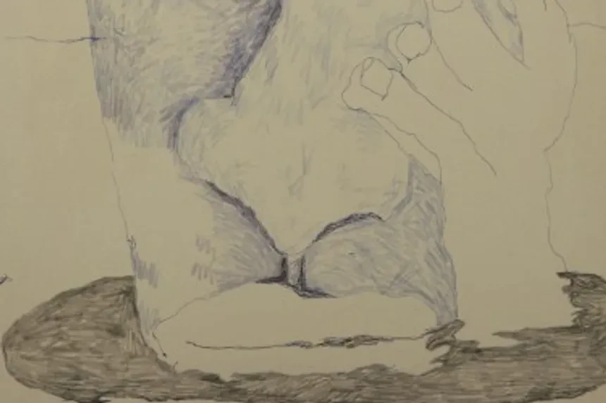 Teckning i svart och blått