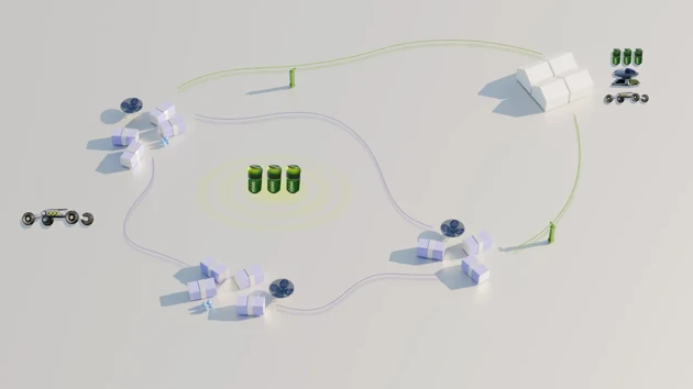 The Nodus Logistics System consists of a variety of modules which are all carried by the adaptable mobility platform and powered by the interchangable batteres. These elements tie the whole system together.