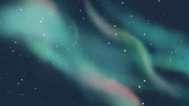 Northern lights and stars illustration