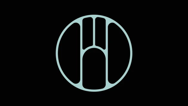 abstrakt logotyp i cirkel på svart botten