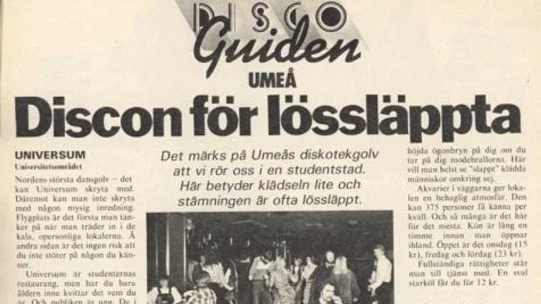 Affisch som berättar om disco i Universum