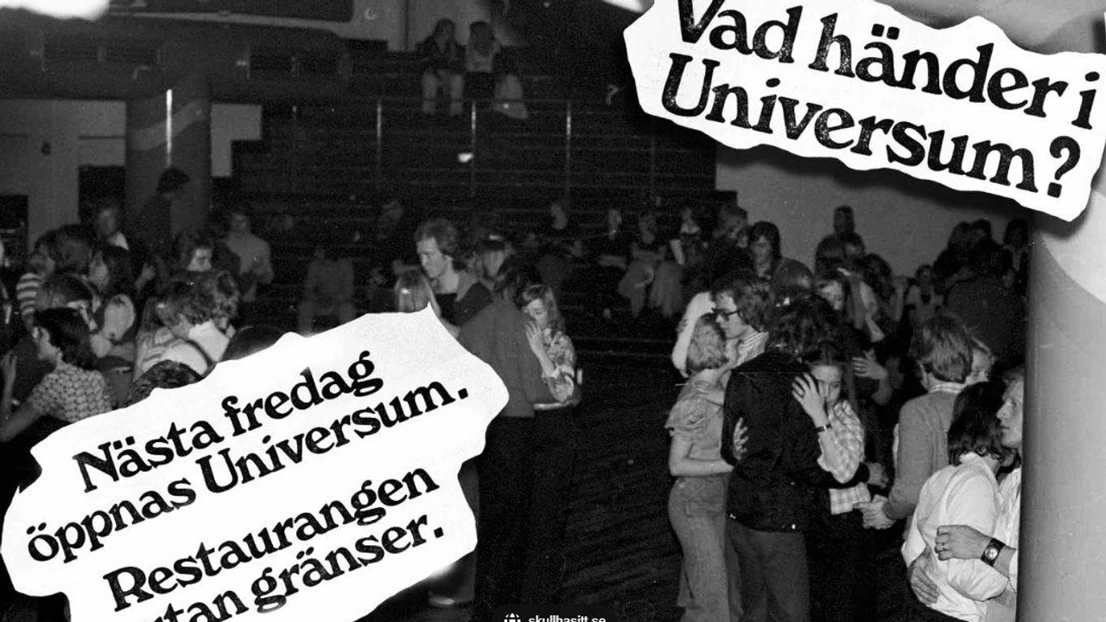 Advertisement for the opening of the restaurant at Universum with information texts in Swedish