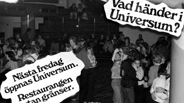 Advertisement for the opening of the restaurant at Universum with information texts in Swedish