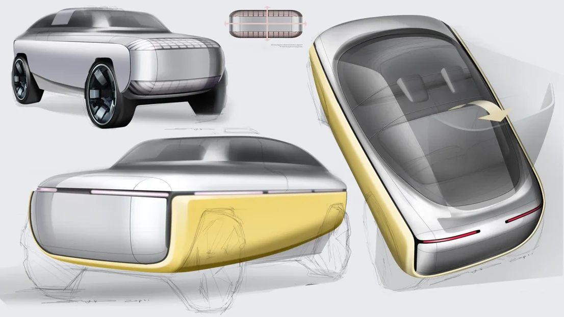 Sketch01: these sketches show initial idea such as the attempt of applying soft material into the vehicle exterior.