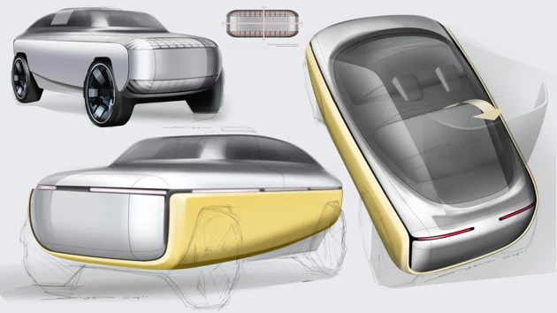 Sketch01: these sketches show initial idea such as the attempt of applying soft material into the vehicle exterior.