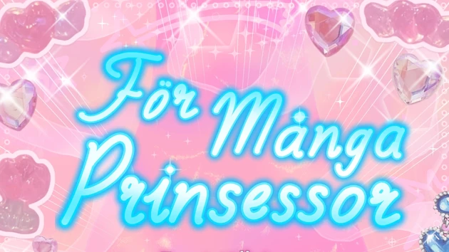 Rosa affisch med blå text