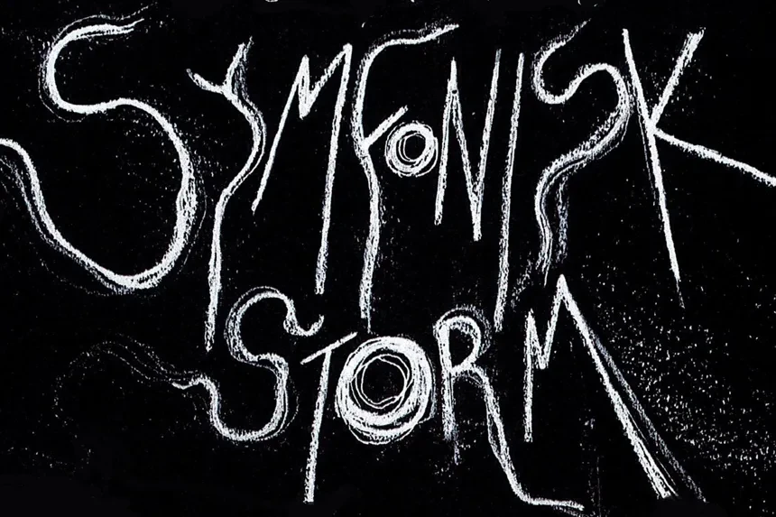 Vit text på svart tavla