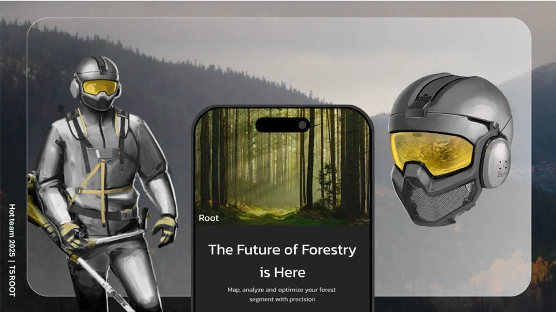 A picture of a person wearing a helmet and holding a stick.