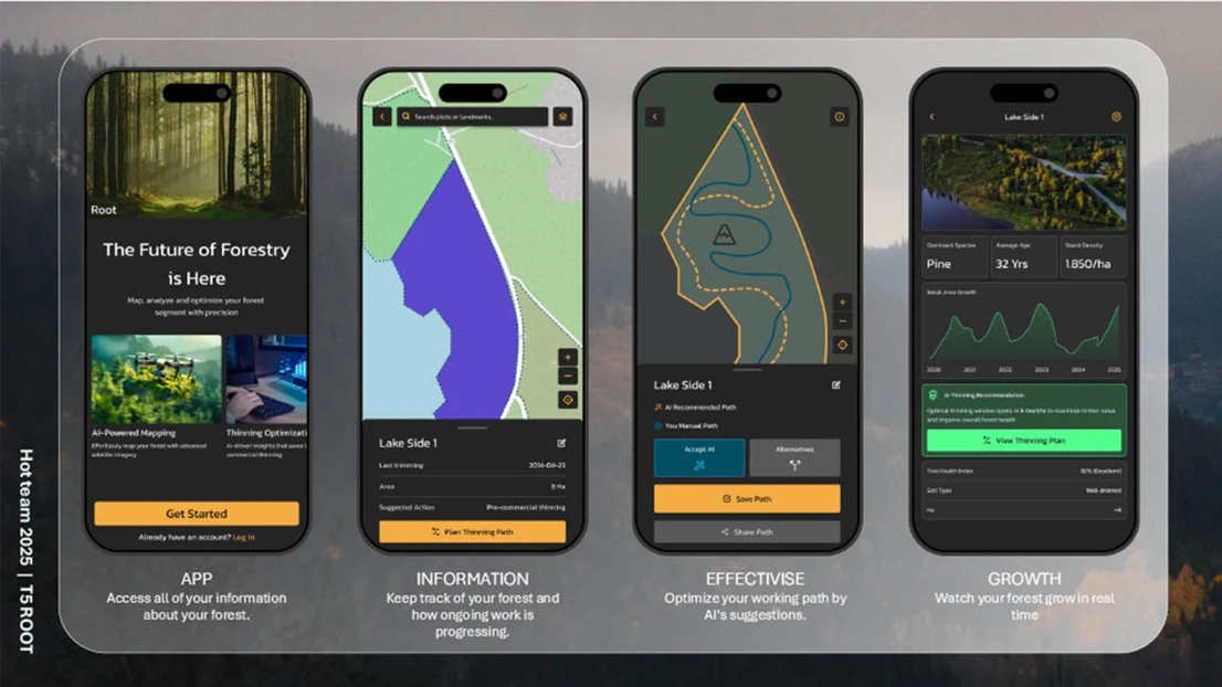 A group of four screen images with different maps on them.