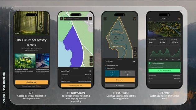 A group of four screen images with different maps on them.