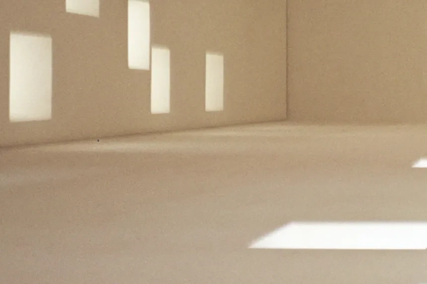 abstract image of empty room with windows and light reflections
