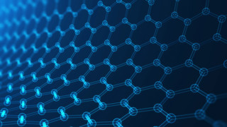 3D-illustration för att illustrera atomstrukturen för materialet grafen.