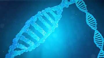 CRISPR-tekniken illustrerad som DNA-spiral med muterade gener som korrigerats med genteknik.