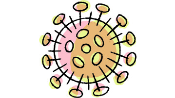 Illustration på ett coronavirus.