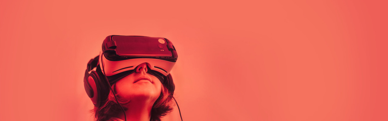 Girl wearing VR goggle