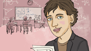 Tecknad bild för att illustrera distansstudier.
