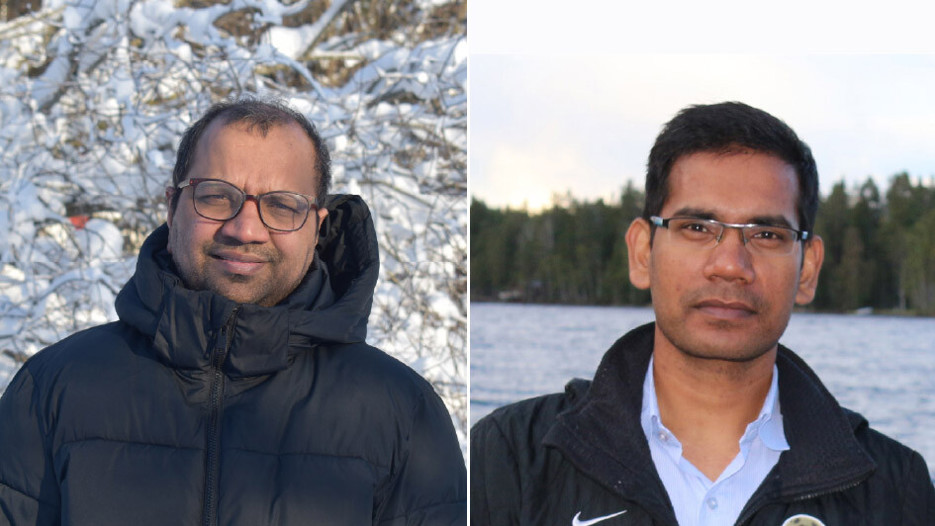 Portrait photos of the two Ramalingaswami awardees Vikash Kumar (left;photo: Sunita Kushwah) and Jay Prakash Maurya (right; photo: Santosh Govind Khokarale)