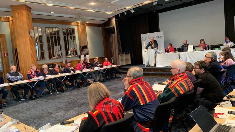The Sámi parliament seated in plenary meeting