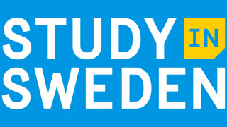 A picture of a text that saids Study in Sweden
