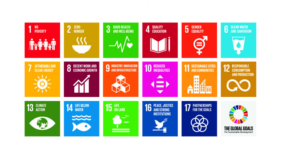 Logo with the text The Global Goals for Sustainable Development.