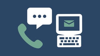 Illustration md symboler i form av brev och telefon som ska illustrera kontaktinformation.